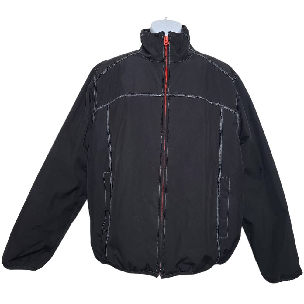 Tommy Hilfiger Black Jacket Quilted Lined Fleece Collar Men's M